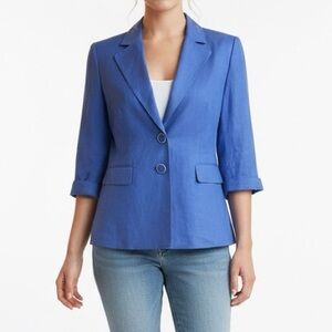 Alex Marie Linen 2 Button Blazer Jacket Purple 3/4 Sleeve & Pockets Women’s Sz 6